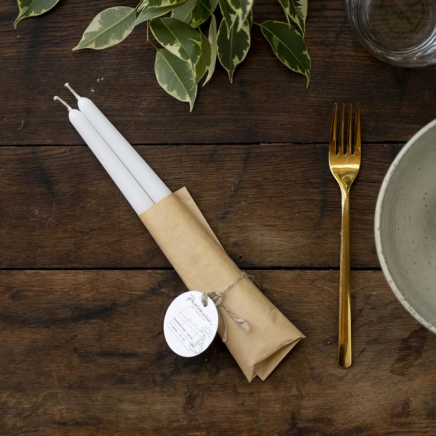 Комплект столовых свечей "Бирма" Белый