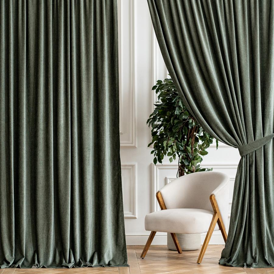 Комплект штор с подхватами "Голди" Зеленый