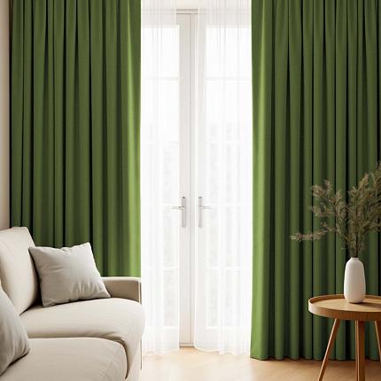 Блэкаут шторы с подхватами "Мириам" Зеленый