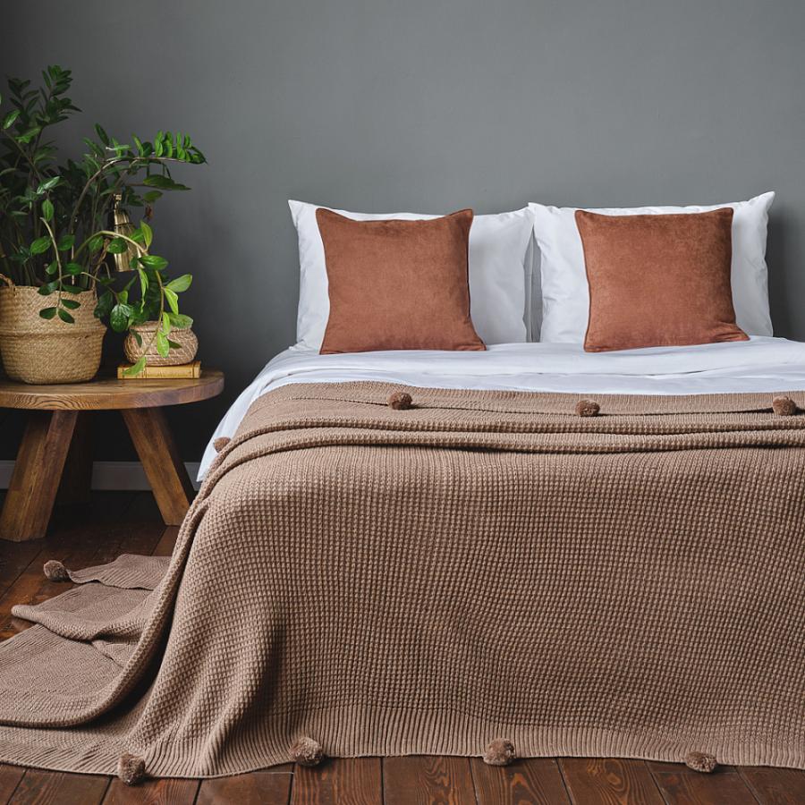 Вязаное покрывало "Бруно" Коричневый